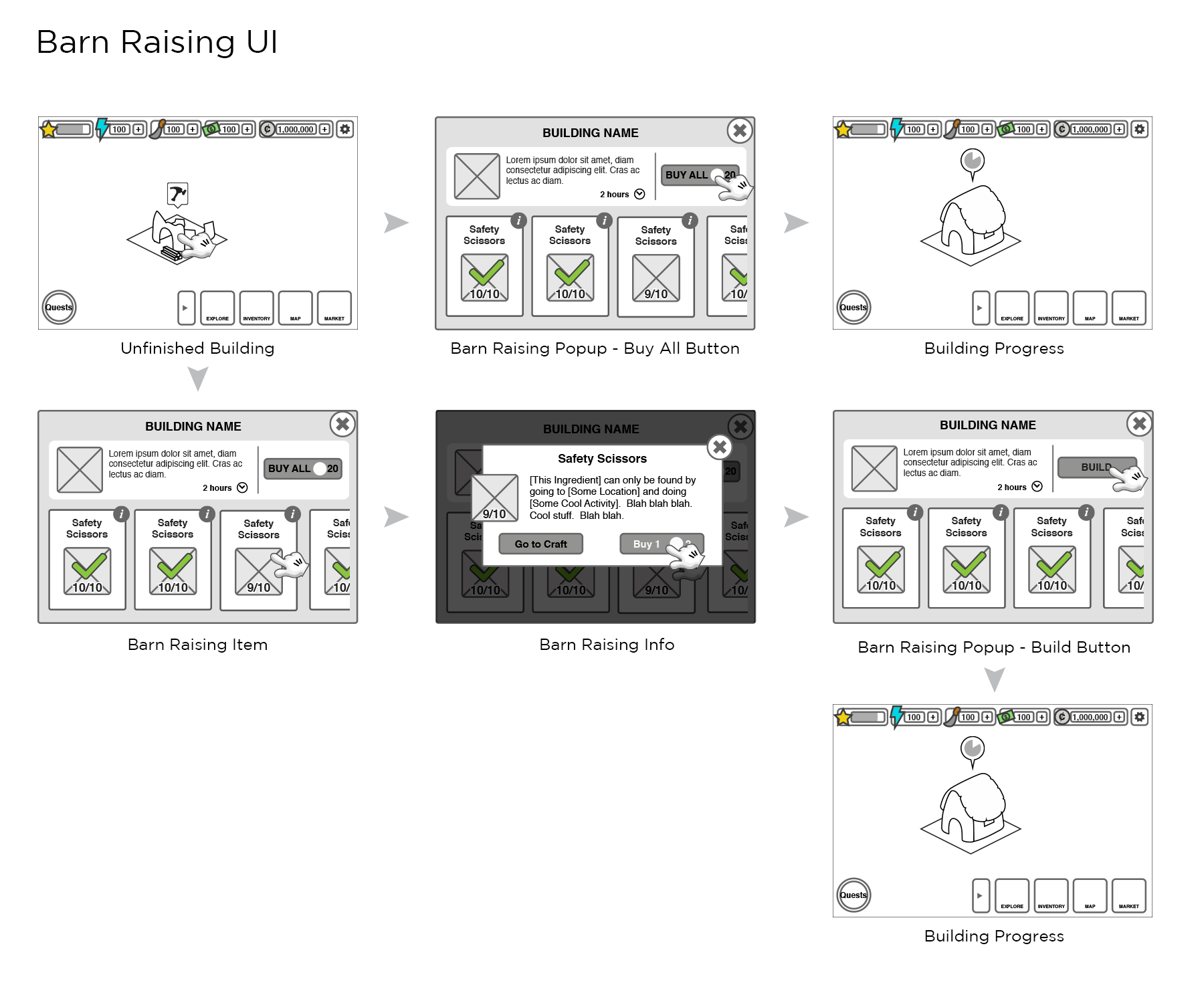 Barn Raising Wireframes