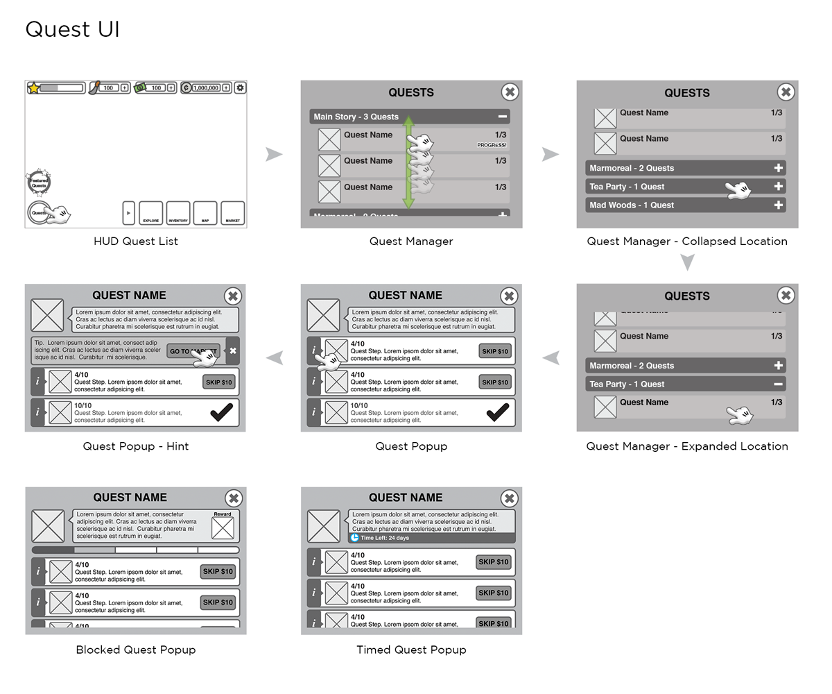 Quest Wireframes