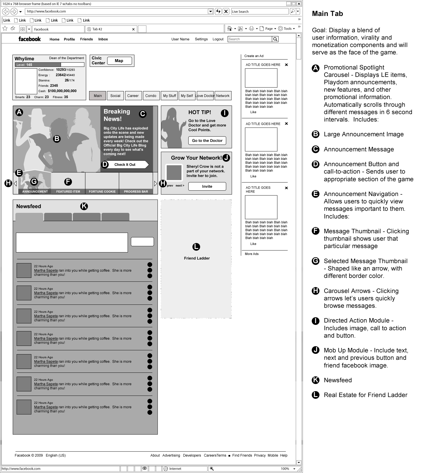 Big City Life — Home wireframe