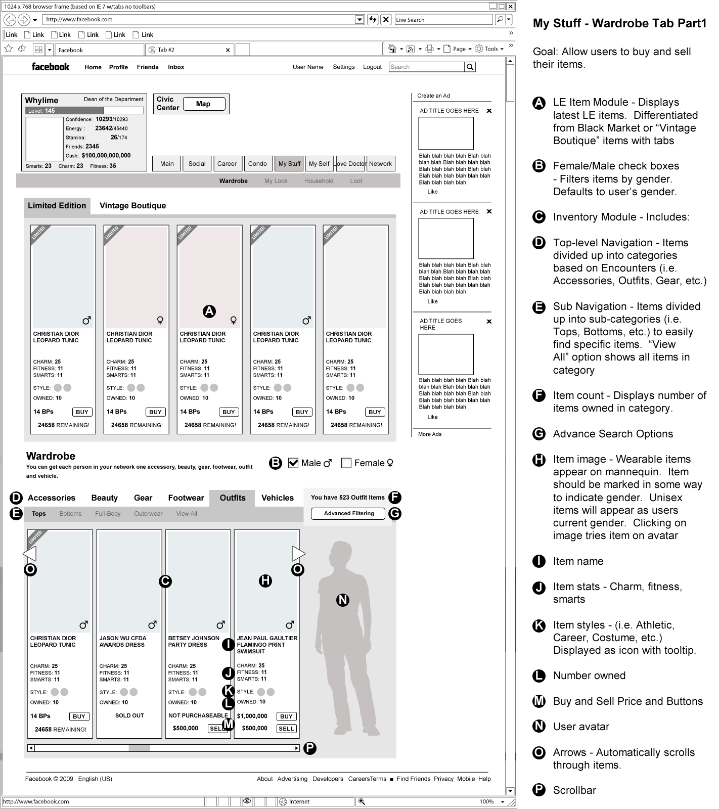 Big City Life — Wardrobe wireframe