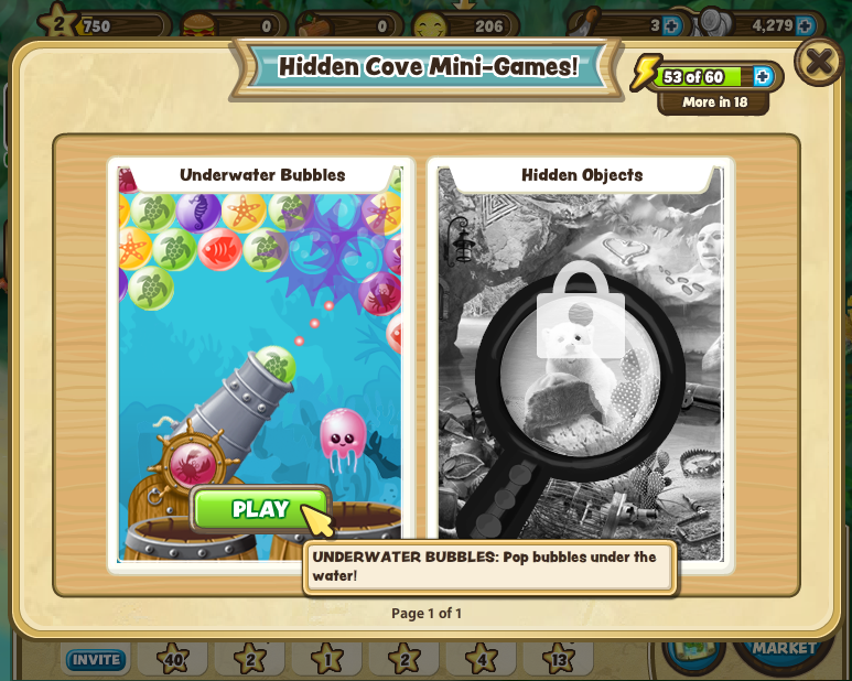 Hidden Cove — Mini games overview