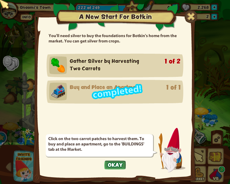 Gnome Town — Quest screen